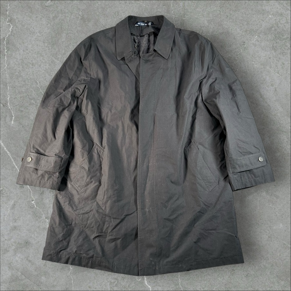 Ralph Lauren Trench Coat Mens Large Black Business‎ Casual Overcoat Button Front